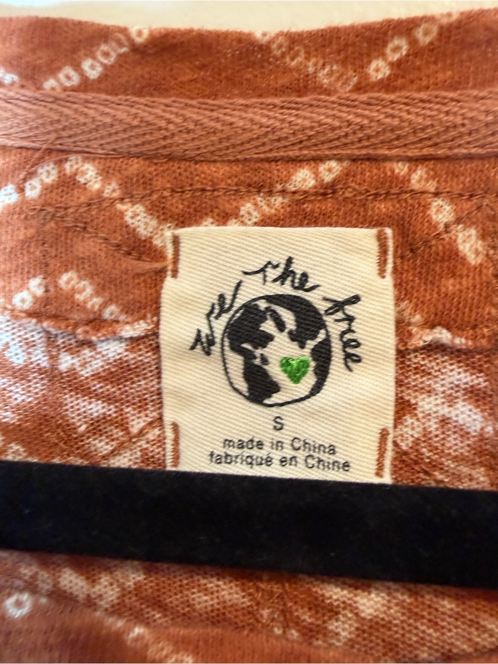 Free People We The Free Bali Backpacker Tee Zig Zap Print Rust Size Small - Picture 3 of 11